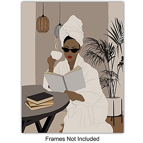 Black Art - African American Bathroom Decor - African American Women, Woman - Afro Wall Art - Black Culture - Guest Bath, Powder Room, Restroom Sign - Aesthetic Minimalist Decorations, Accessories