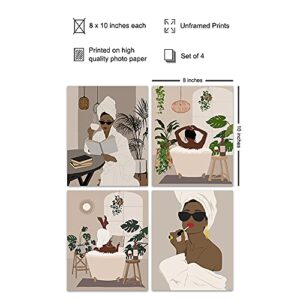 Black Art - African American Bathroom Decor - African American Women, Woman - Afro Wall Art - Black Culture - Guest Bath, Powder Room, Restroom Sign - Aesthetic Minimalist Decorations, Accessories