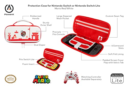 A Power Protection Case For Nintendo Switch or Nintendo Switch Lite - Mario Red/White, Protective Case, Gaming Case, Console Case (Nintendo Switch)