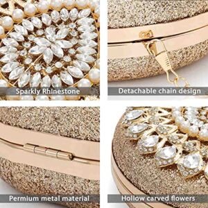 Yokawe Rhinestone Clutch Purses for Women Glitter Crystal Evening Bag Wedding Party Prom Handbag (Gold)