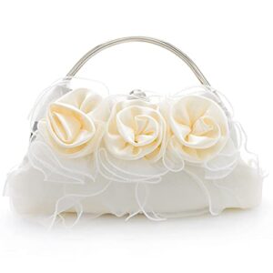 yokawe rose floral clutch purses for women satin evening bag bridal wedding party prom handbags