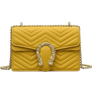 tagdot fashion small chain shoulder crossbody bags for women handbag purses vegan leather clutches (yellow)
