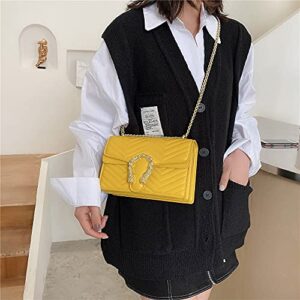 TAGDOT Fashion Small Chain Shoulder Crossbody Bags for Women Handbag Purses Vegan Leather Clutches (Yellow)