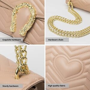 TAGDOT Fashion Metal Chain Shoulder Crossbody Bags for Women Handbag Purses Vegan Leather Clutches (Khaki)