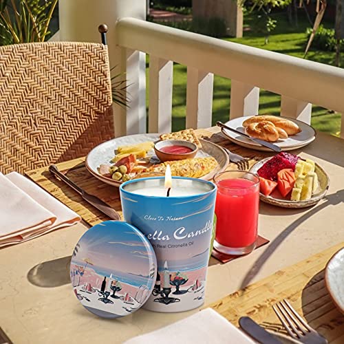 2 Pack Citronella Candles Outdoor Indoor, 110 Hours Soy Wax Citronella Candles Set, Portable Scented Candles for Beach Garden Camping Patio Backyard Accessories