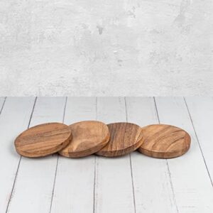 Samhita Acacia Wood Round Coasters Protection Tabletop ,Countertop and Surfaces from Water Marks or Damage | Home & Office Decor | Housewarming Gift (Set of 4) (4" x 4" X 0.5")