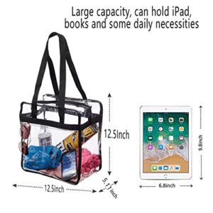 Zeelina Clear Purse Bag Tote Large Transparent PVC Crossbody Handbag Black Stadium Approved Messenger Shoulder Bags for Security Travel Waterproof Sports Fan Tote Bags for Women