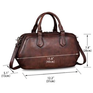 Genuine Leather Top Handle Bags for Women Handmade Handbags Purse Vintage Style Crossbody Satchel