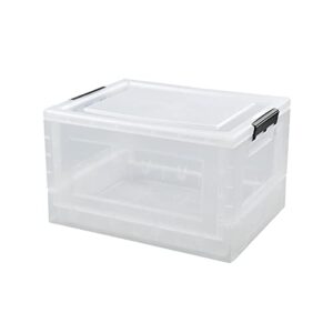 idomy 30 l plastic collapsible storage box, folding storage box, clear, 2-pack