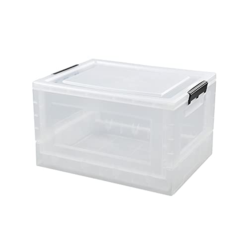 Idomy 30 L Plastic Collapsible Storage Box, Folding Storage Box, Clear, 2-Pack