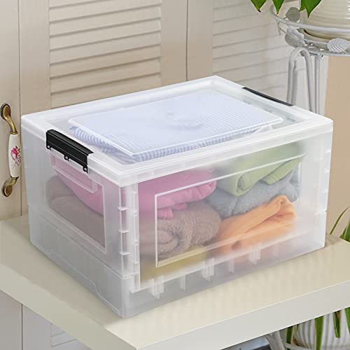 Idomy 30 L Plastic Collapsible Storage Box, Folding Storage Box, Clear, 2-Pack