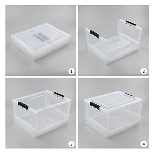 Idomy 30 L Plastic Collapsible Storage Box, Folding Storage Box, Clear, 2-Pack