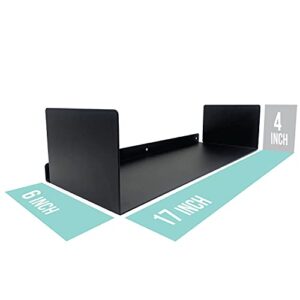 Floating Bookends Wall Mounted Metal Display Shelf (Set of 2) Black