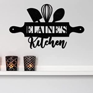 Pandy's Toy Box, Personalized Kitchen Wood Sign Moms Name Wall Art