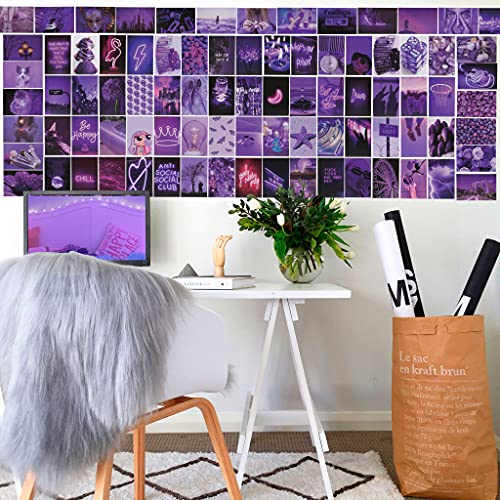 AESTHETIC AURORA 85 PCS 4x6" Photo Wall Collage Kit, Aesthetic Posters & Cloud LED Lights For Bedroom, Picture Collage Kit For Wall Aesthetic Indie Room Decor & Neon signs, Double Sided Tape Included