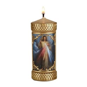 hand crafted divine mercy catholic prayer candle, unscented decorative candles for devotional, religious gifts for christian families, 4.75 inches