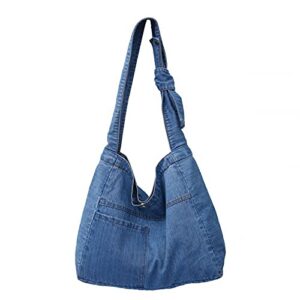 women denim tote bag denim shoulder bag hobo crossbody handbag casual school work beach bag(a13)