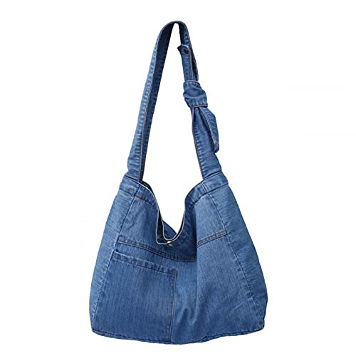 Women Denim Tote Bag Denim Shoulder Bag Hobo Crossbody Handbag Casual School Work Beach Bag(A13)