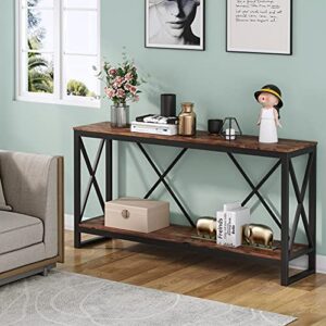 Tribesigns 70.9 Inch Extra Long Console Table, Industrial Narrow Sofa Table Entry Table Behind Couch Table with Open Storage Shelf, Rustic Entryway/Hallway Table for Living Room (Vintage Brown)