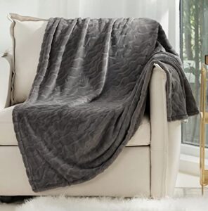 cozy bliss milk throw blanket for couch, bed fleece blanket twin size ultra soft & lightweight plush sofa grey throw blanket,60″x80″