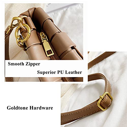 COFIHOME Women’s Braided Shoulder Bag Purses and Handbags Crossbody Flapper Braided Satchel Clutch Evening Bag (Brown)