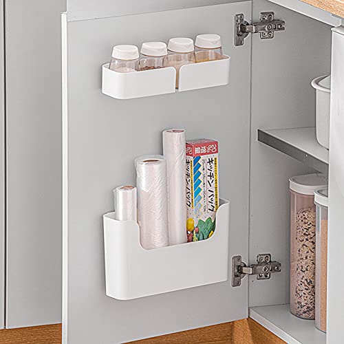 Cicano Adhesive Floating Shelves, 4Pcs Wall Mounted Shelves Bedside Caddy Stickable Shelf for Wall Bedside Wall Organizer White