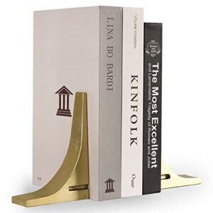 Ambipolar Gold Cast Iron Bookends, Sharp Triangle Theme, Decorative Bookends for Living Room, Office, Desktop, Bookshelves Decor, Bookends for Heavy Books