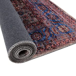 Rugs.com Maahru Collection Washable Rug – 8 Ft Square Pink Low-Pile Rug Perfect for Living Rooms, Kitchens, Entryways