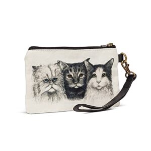 abbott collection 96-pouch-cn-07 cat trio zip pouch with strap, white/black
