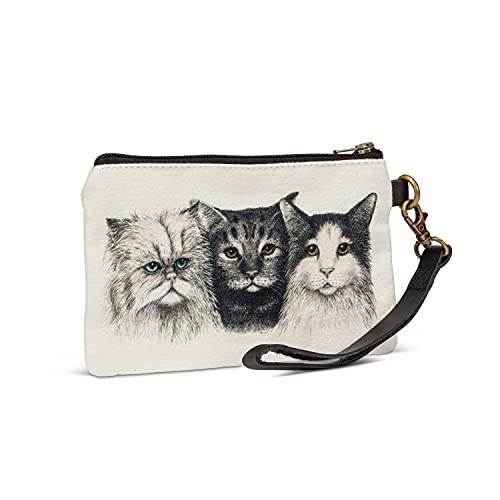 Abbott Collection 96-POUCH-CN-07 Cat Trio Zip Pouch with Strap, White/Black