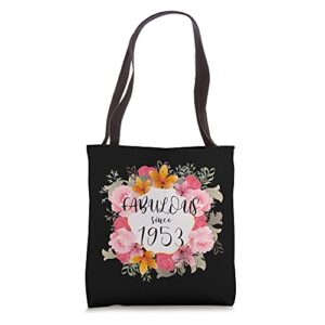 women 70 years old fabulous since 1953 happy 70th birthday tote bag
