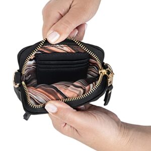 JuJuBe | Eco Compact Crossbody Bag, Small Crossbody Purse for Moms, Includes 3 Pockets and Credit Card Slots, Wear as a Crossbody Bag or a Wristlet | Black Catwalk