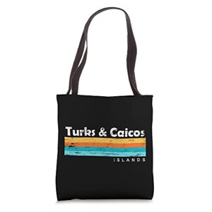 vintage turks & caicos islands palm trees grace bay beach tote bag
