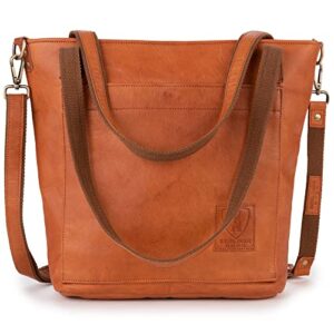 berliner bags vintage leather shoulder bag verona, large handbag for women – brown