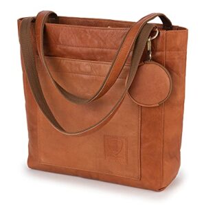 berliner bags vintage leather tote bag seville, large shopper for women – brown