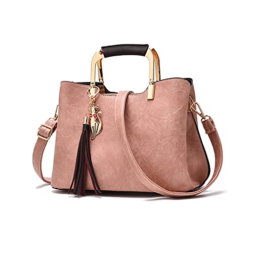 PORRASSO Handbags Purses Women Top-Handle Bags Ladies Fashion Crossbody Bag Satchel PU Leather Shoulder Tote Bags Pink