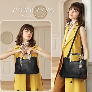 PORRASSO Handbags Purses Women Top-Handle Bags Ladies Fashion Crossbody Bag Satchel PU Leather Shoulder Tote Bags Pink
