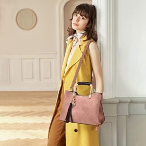 PORRASSO Handbags Purses Women Top-Handle Bags Ladies Fashion Crossbody Bag Satchel PU Leather Shoulder Tote Bags Pink