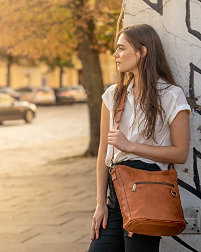 Berliner Bags Vintage Leather Shoulder Bag Siena, Crossbody Handbag for Women - Brown