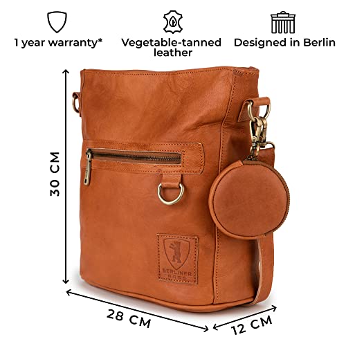 Berliner Bags Vintage Leather Shoulder Bag Siena, Crossbody Handbag for Women - Brown