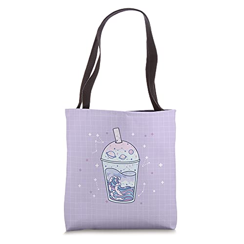 Kawaii Aesthetic Cute Boba Milk Tea Lover Japanese Waves Art Tote Bag