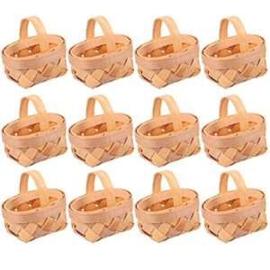 candy basket bushel basket 12pcs mini woven baskets with handles tree hanging miniature wooden chip baskets ornaments for farmhouse rustic wedding party candy basket bamboo easter basket