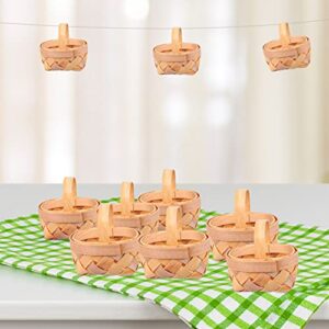 Candy Basket Bushel Basket 12pcs Mini Woven Baskets with Handles Tree Hanging Miniature Wooden Chip Baskets Ornaments for Farmhouse Rustic Wedding Party Candy Basket Bamboo Easter Basket