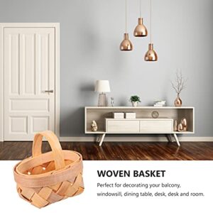 Candy Basket Bushel Basket 12pcs Mini Woven Baskets with Handles Tree Hanging Miniature Wooden Chip Baskets Ornaments for Farmhouse Rustic Wedding Party Candy Basket Bamboo Easter Basket