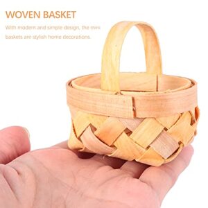 Candy Basket Bushel Basket 12pcs Mini Woven Baskets with Handles Tree Hanging Miniature Wooden Chip Baskets Ornaments for Farmhouse Rustic Wedding Party Candy Basket Bamboo Easter Basket