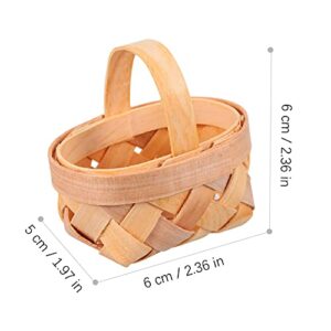 Candy Basket Bushel Basket 12pcs Mini Woven Baskets with Handles Tree Hanging Miniature Wooden Chip Baskets Ornaments for Farmhouse Rustic Wedding Party Candy Basket Bamboo Easter Basket