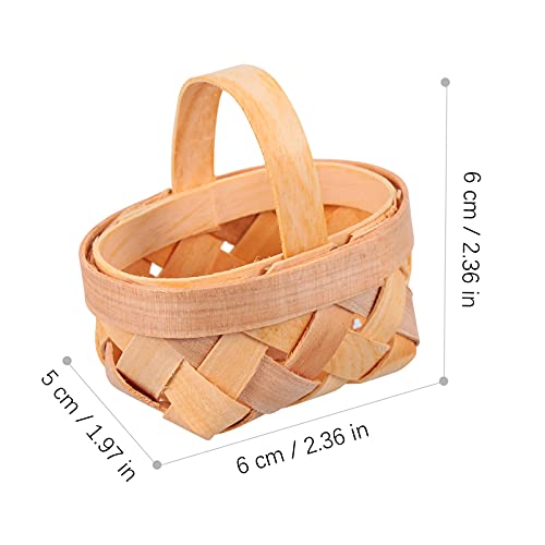 Candy Basket Bushel Basket 12pcs Mini Woven Baskets with Handles Tree Hanging Miniature Wooden Chip Baskets Ornaments for Farmhouse Rustic Wedding Party Candy Basket Bamboo Easter Basket