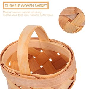 Candy Basket Bushel Basket 12pcs Mini Woven Baskets with Handles Tree Hanging Miniature Wooden Chip Baskets Ornaments for Farmhouse Rustic Wedding Party Candy Basket Bamboo Easter Basket