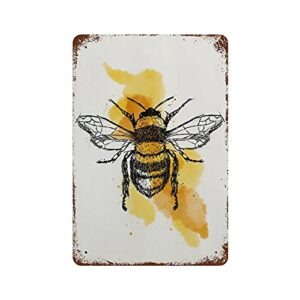 antique tin sign bee metal tin sign retro nostalgic tin sign fun decorative sign for home kitchen bar room garage decor insect honey bumblebee gift for her gift for mum 8×5.5 inch