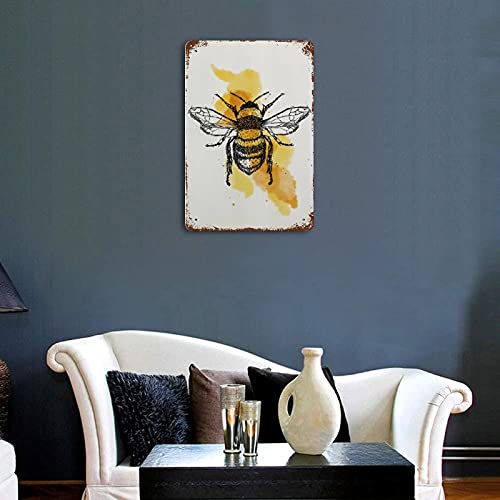 Antique Tin Sign BEE Metal Tin Sign Retro Nostalgic Tin Sign Fun Decorative Sign for Home Kitchen Bar Room Garage Decor Insect Honey Bumblebee Gift for Her Gift for Mum 8x5.5 Inch
